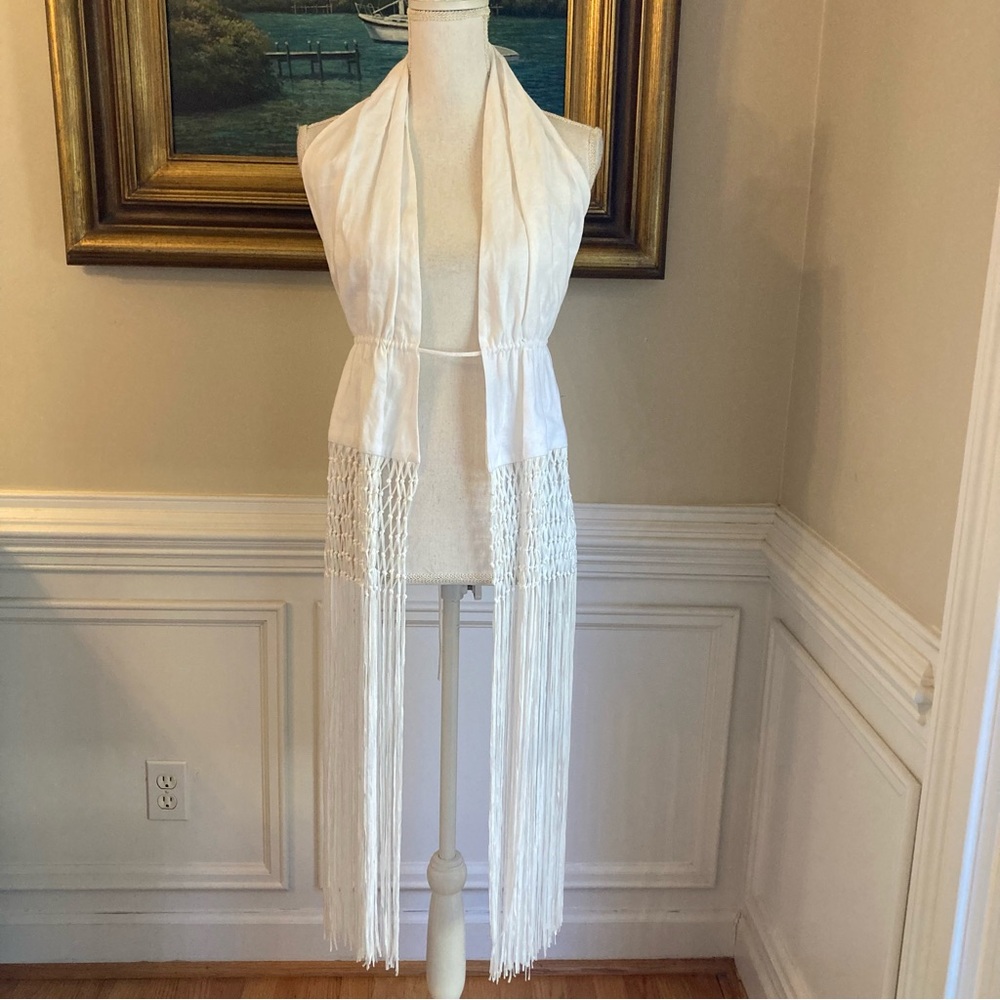 ZARA White Linen Macrame Eonen Backless Halter Top NWT - Picture 14 of 16